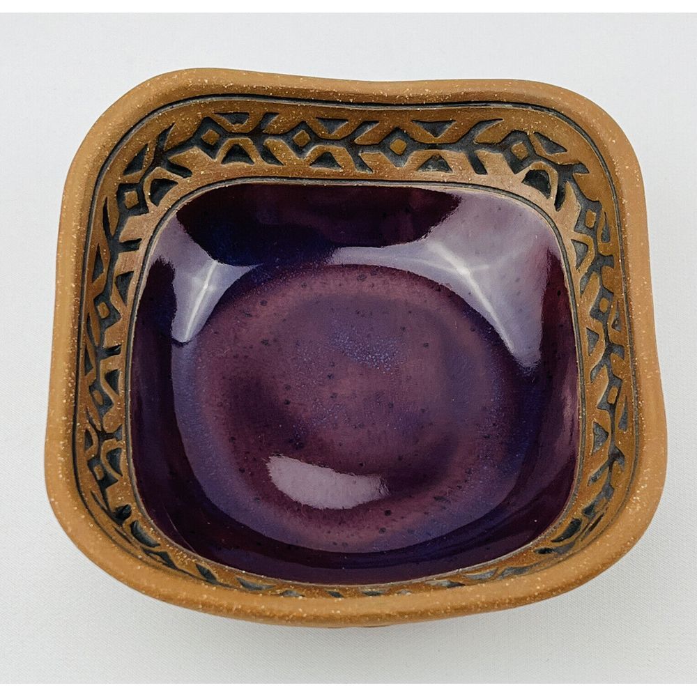 KB Smith Pottery Square Bowl Southwest Arizona Clay 5.5"‎ Vernon AZ 1998